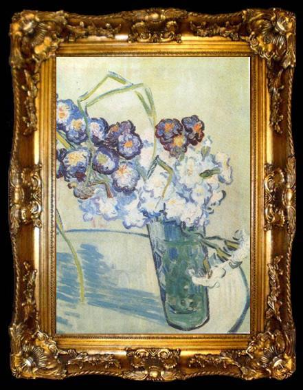framed  Vincent Van Gogh Still life:Glass with Carnations (nn04), ta009-2